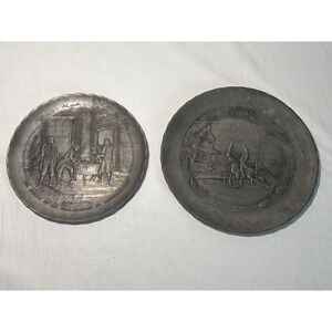 Wendell August Forge Pewter Plates Paul Revere & Declaration Signing Set of 2